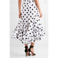 New Fashion Asymmetric Ruffled Polka-dot Cotton Midi Skirt DEM/DOM Manufacture Wholesale Fashion Women Apparel (TA5168S)